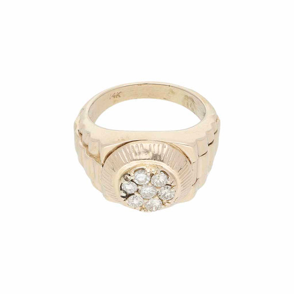 Anillo diseño especial con diamantes en oro amarillo 14 kilates.
