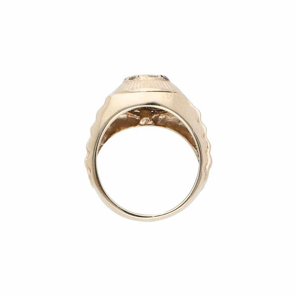 Anillo diseño especial con diamantes en oro amarillo 14 kilates.