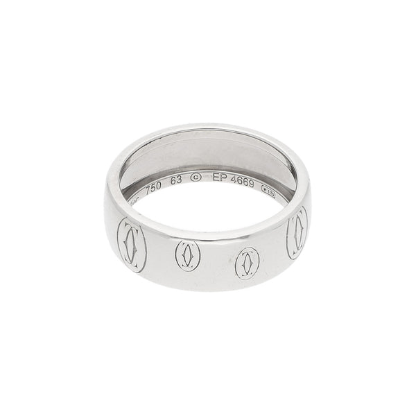 Argolla diseño especial firma Cartier en oro blanco 18 kilates.