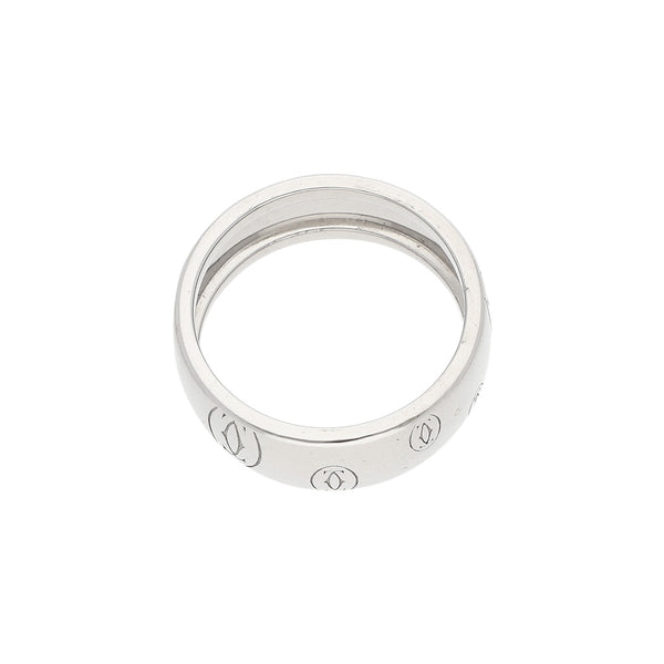 Argolla diseño especial firma Cartier en oro blanco 18 kilates.