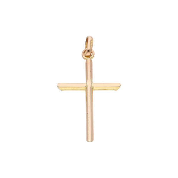 Cruz lisa en oro rosa 14 kilates.