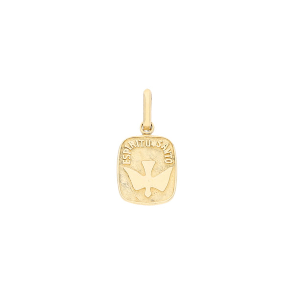 Medalla diseño especial motivo espíritu santo en oro amarillo 14 kilates.