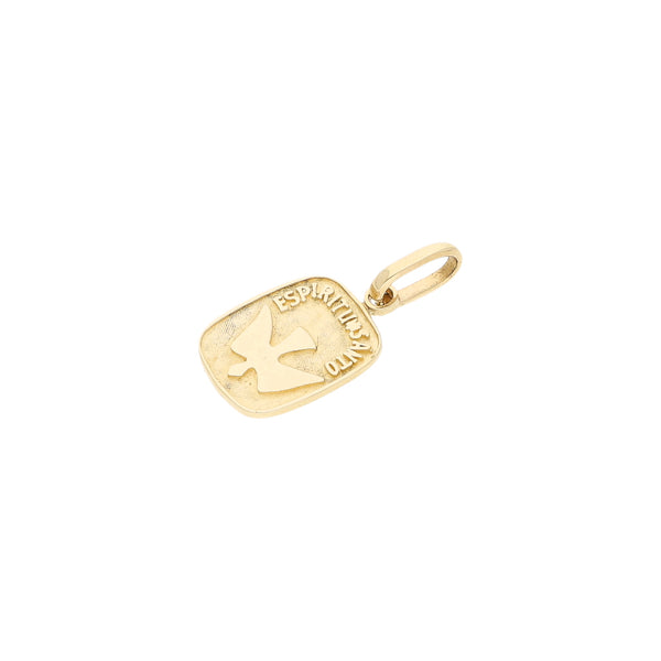 Medalla diseño especial motivo espíritu santo en oro amarillo 14 kilates.