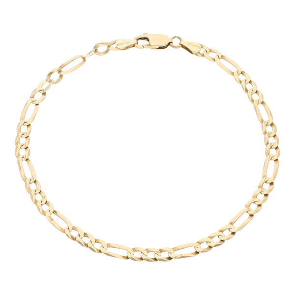 Pulsera de tres eslabones por uno en oro amarillo 14 kilates.