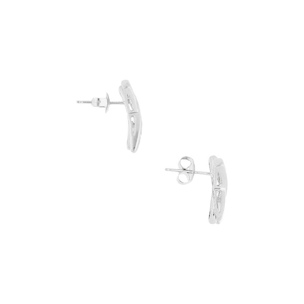 Broqueles diseño especial con circonias en oro blanco 14 kilates.