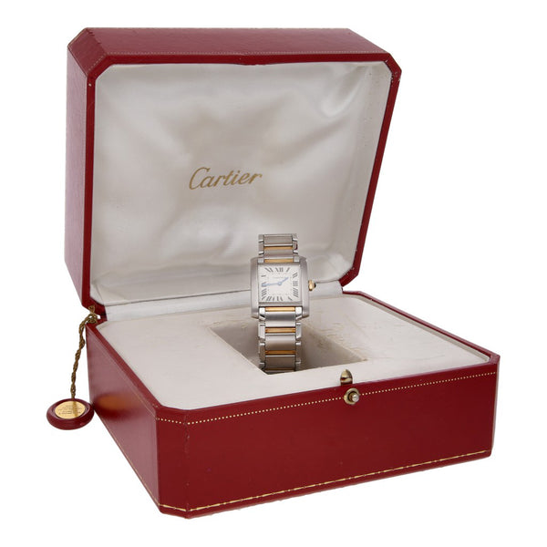 Reloj Cartier para dama/unisex modelo Tank Francaise vistas oro amarillo 18 kilates.