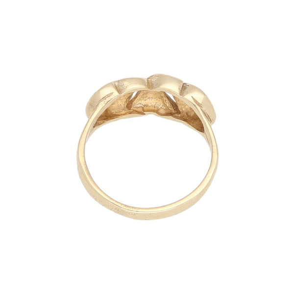 Anillo diseño especial motivo XOXO en oro amarillo 14 kilates.