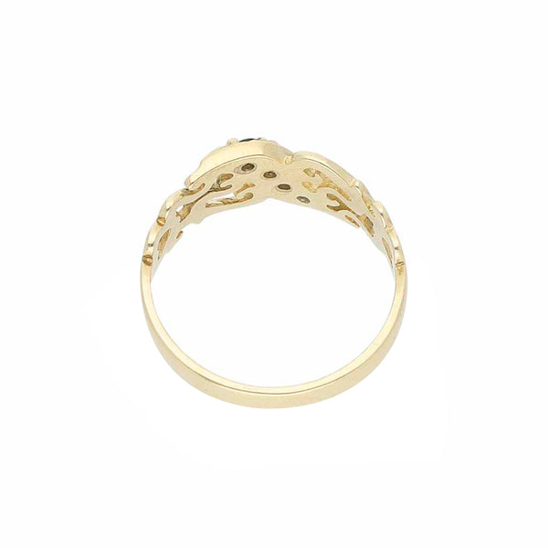 Anillo calado con sintéticos en oro amarillo 14 kilates