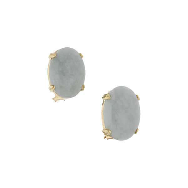 Aretes diseño especial con jade en oro amarillo 14 kilates.