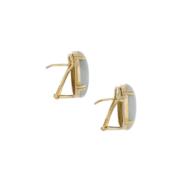 Aretes diseño especial con jade en oro amarillo 14 kilates.