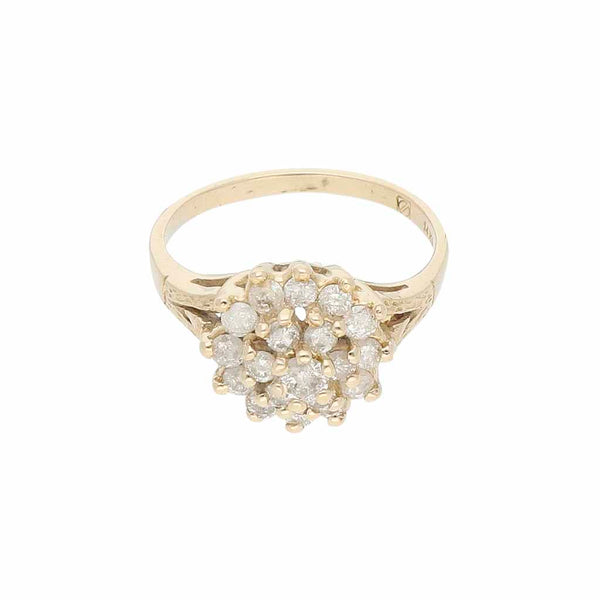 Anillo diseño especial con diamantes en oro amarillo 14 kilates.