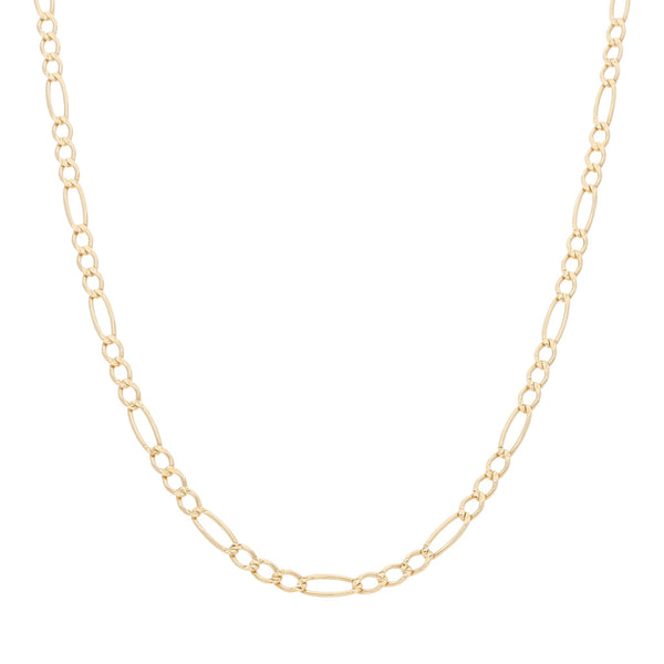 Collar de tres eslabones por uno en oro amarillo 14 kilates.