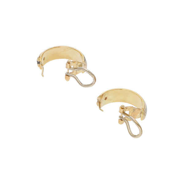 Aretes satinados con circonias en oro dos tonos 14 kilates.