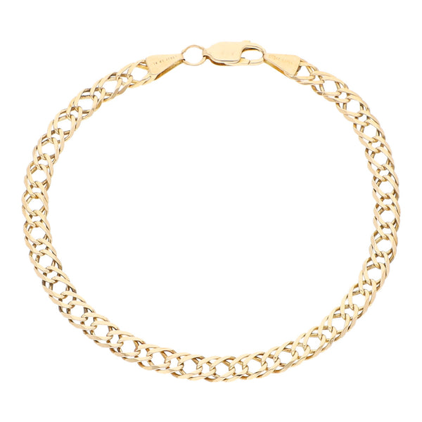 Pulsera eslabón encontrado doble en oro amarillo 14 kilates.