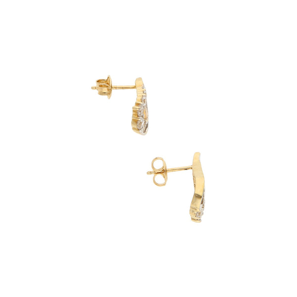Broqueles diseño especial con circonias en oro amarillo 14 kilates.
