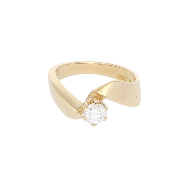 Anillo de compromiso con sintético en oro amarillo 14 kilates.
