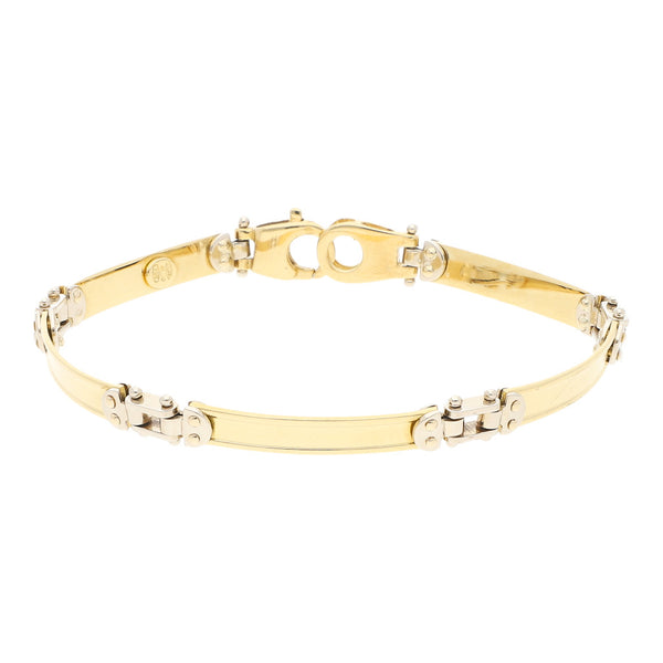 Pulsera eslabón articulado en oro dos tonos 18 kilates.