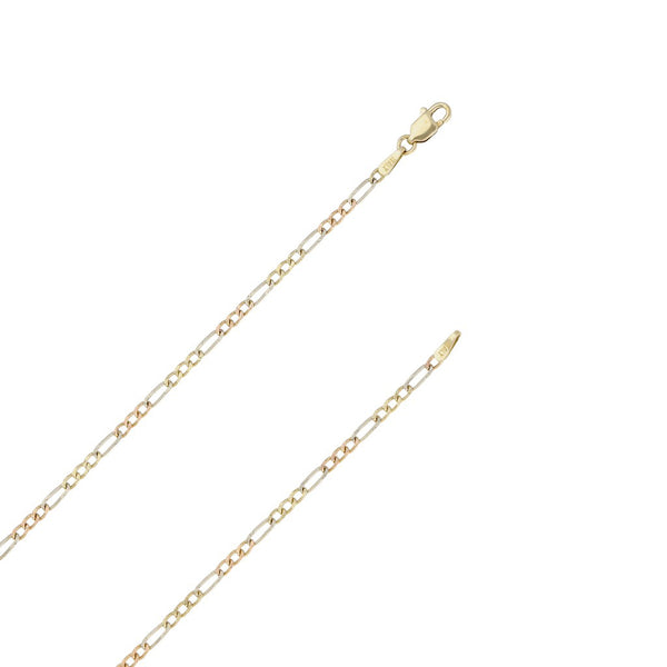 Collar de tres eslabones por uno y cristo diseño especial en oro tres tonos 14 kilates.