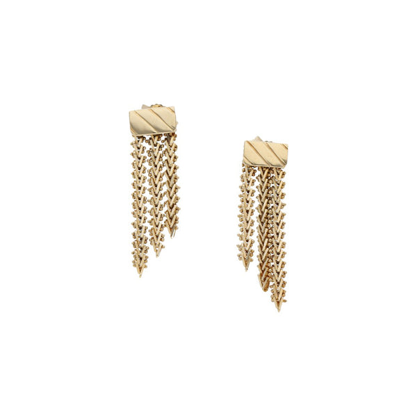 Broqueles boleados con colgantes en oro amarillo 14 kilates.