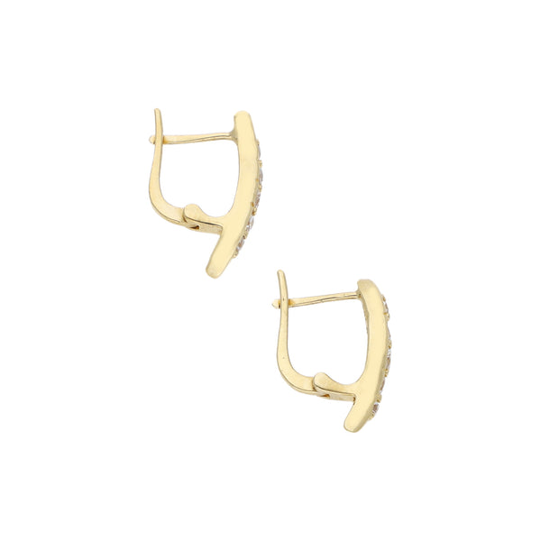 Aretes diseño especial con sintéticos en oro amarillo 14 kilates.