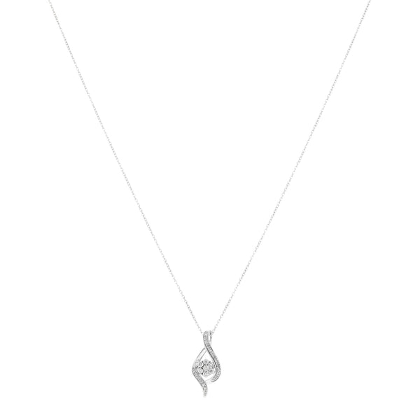 Gargantilla eslabón cruzado y dije diseño especial con diamantes en oro blanco 14 kilates.