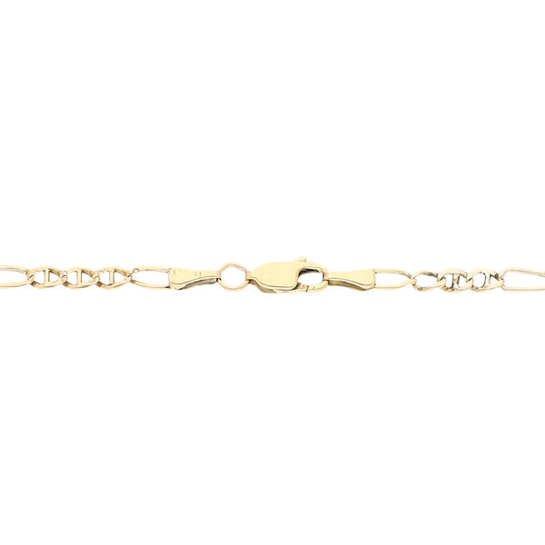Pulsera eslabón combinado platinado en oro amarillo 14 kilates.