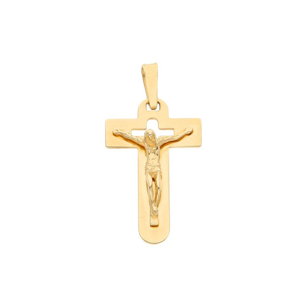 Crucifijo calado en oro amarillo 14 kilates.