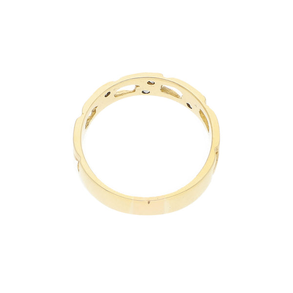 Anillo calado con circonias en oro amarillo 14 kilates.