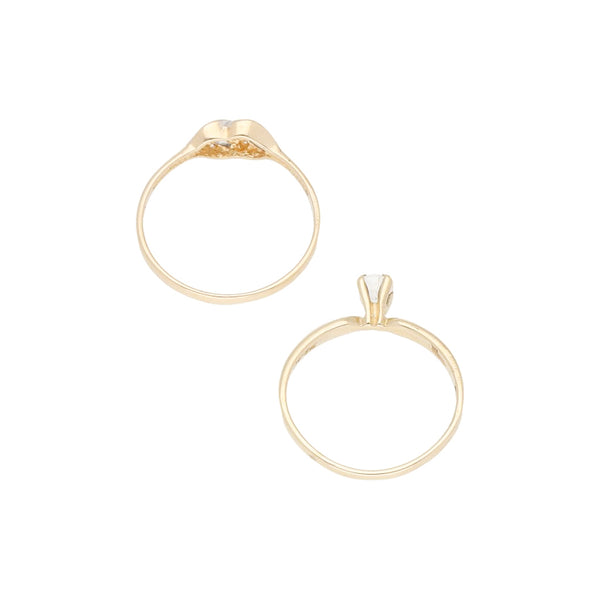 Dos anillos diseño especial con circonias en oro amarillo 14 kilates.