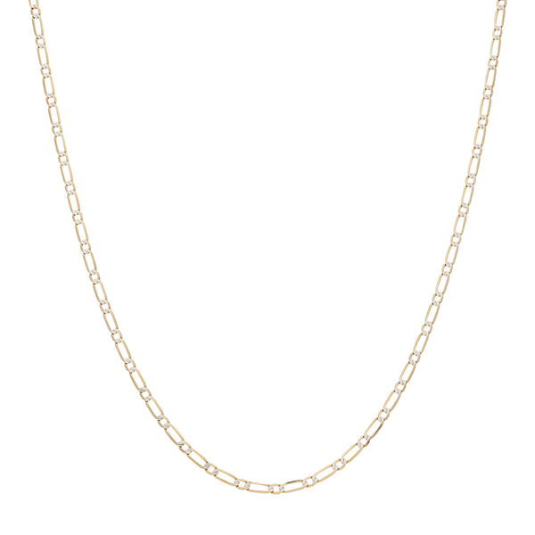 Collar eslabón uno por uno platinado en oro amarillo 14 kilates.