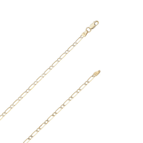 Collar eslabón uno por uno platinado en oro amarillo 14 kilates.