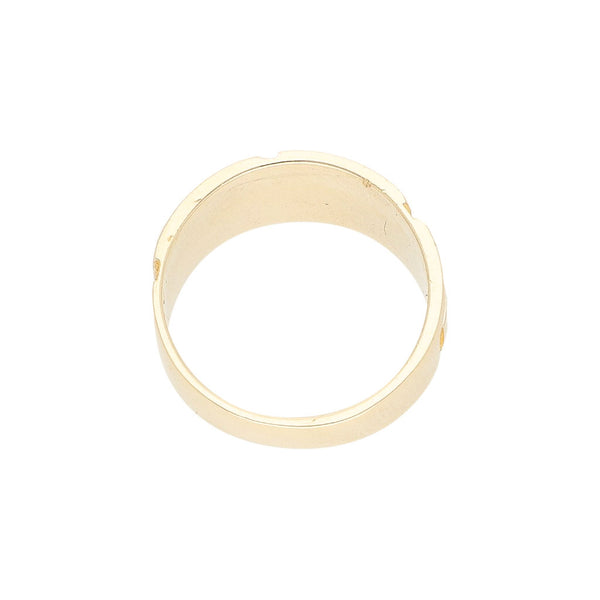 Anillo labrado motivo grecas en oro amarillo 14 kilates.