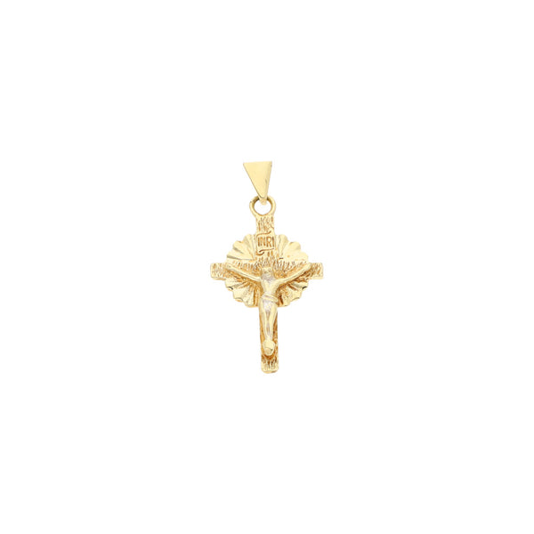 Crucifijo diseño especial en oro amarillo 14 kilates.