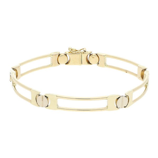 Pulsera eslabón articulado en oro amarillo 14 kilates.