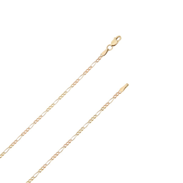 Collar de tres eslabones por uno en oro tres tonos 14 kilates.