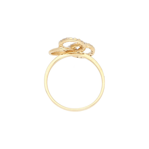 Anillo diseño especial con sintéticos en oro amarillo 14 kilates.