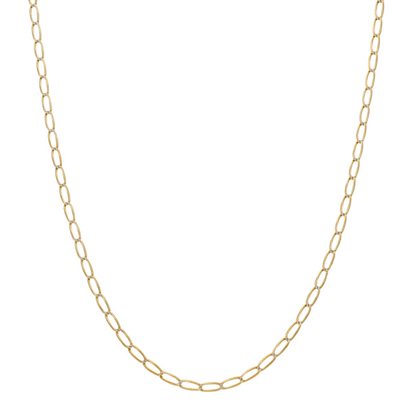 Gargantilla eslabón encontrado platinado en oro amarillo 14 kilates.