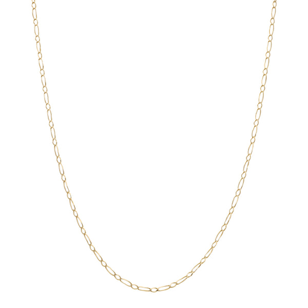Collar eslabón uno por uno en oro amarillo 14 kilates.