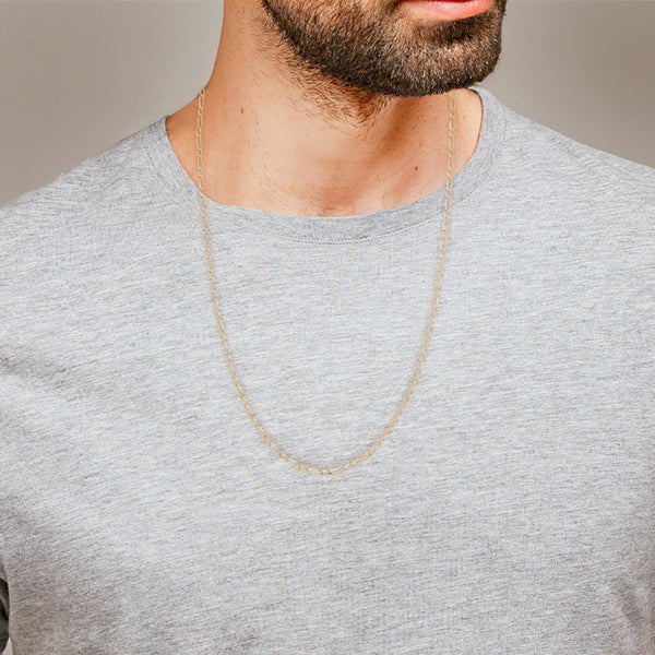 Collar eslabón uno por uno en oro amarillo 14 kilates.