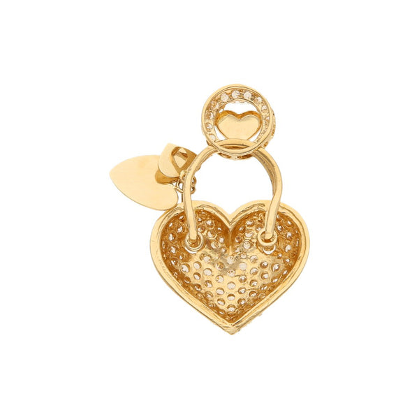Dije diseño especial con circonias motivo corazones en oro amarillo 12 kilates.