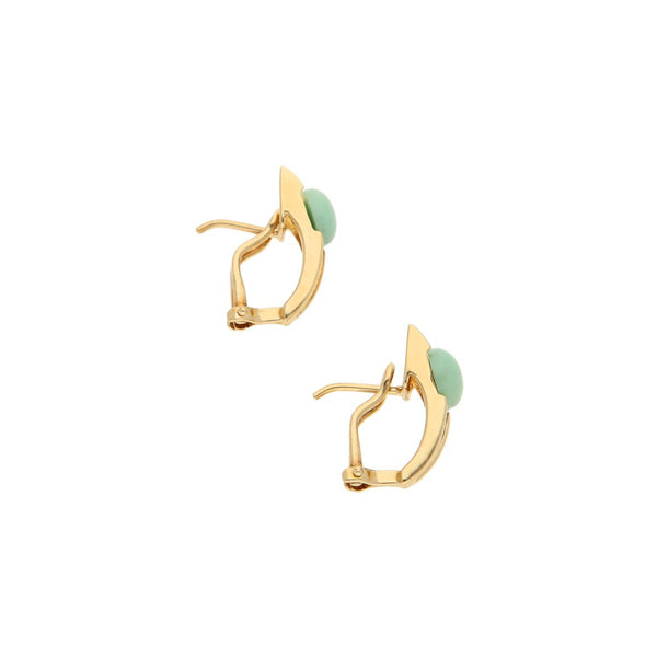 Aretes diseño especial con sintético en oro amarillo 14 kilates.