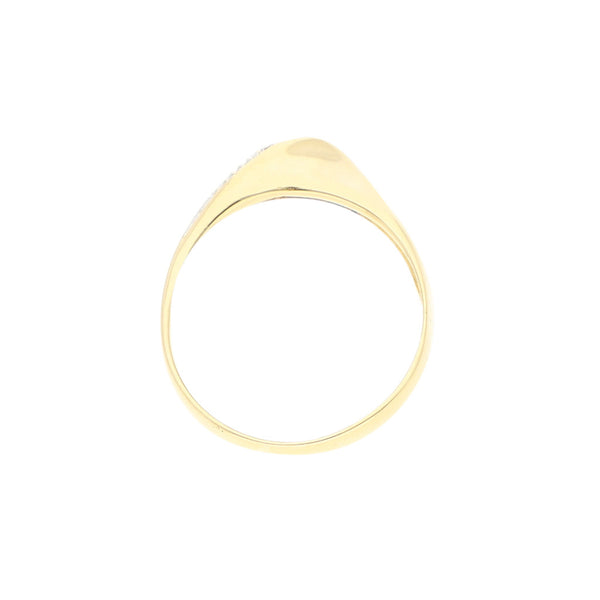 Anillo estilizado con diamantes en oro amarillo 14 kilates.