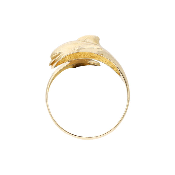 Anillo diseño especial motivo delfín en oro amarillo 14 kilates.