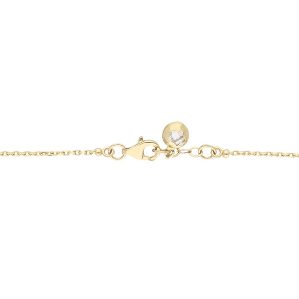 Pulsera eslabón cruzado con colgantes motivo figuras diversas y circonias en oro amarillo 14 kilates..