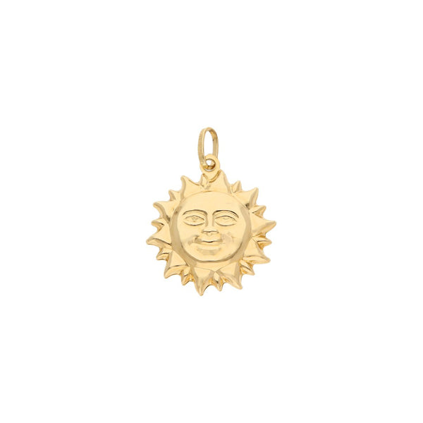 Dije diseño especial motivo sol en oro amarillo 14 kilates.