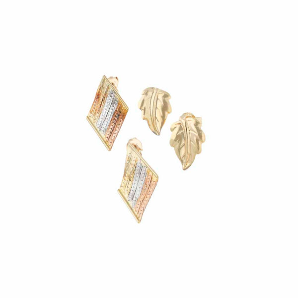 Dos broqueles diseño especial en oro tres tonos 14 kilates.
