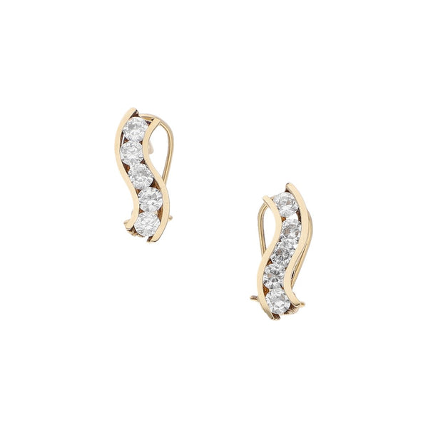 Aretes diseño especial con sinteticos en oro amarillo 14 kilates.