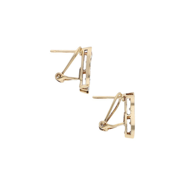 Aretes diseño especial con sinteticos en oro amarillo 14 kilates.