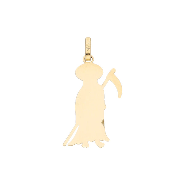 Dije diseño especial motivo muerte en oro amarillo 14 kilates.