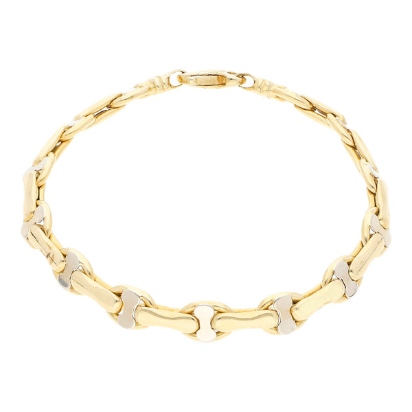 Pulsera eslabón articulado en oro dos tonos 14 kilates.